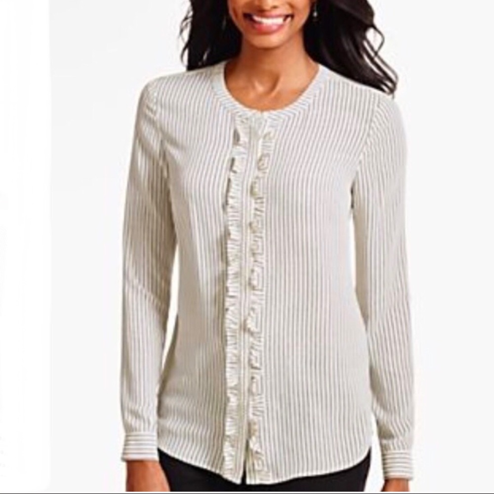 Talbots Ruffle Front Button Down Blouse - image 1